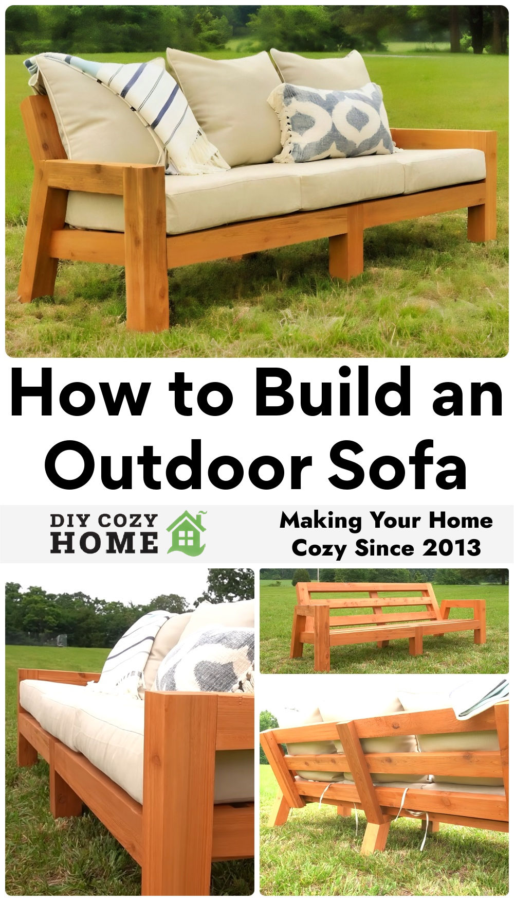 How to Build an Outdoor Sofa with Building Plans - DIY Cozy Home